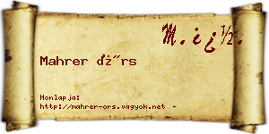 Mahrer Örs névjegykártya