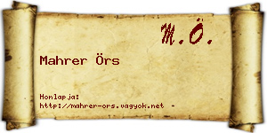 Mahrer Örs névjegykártya